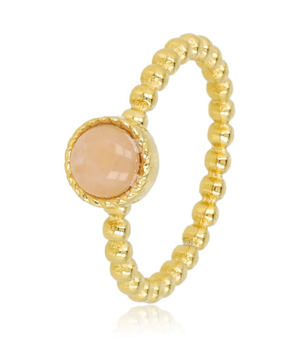 Rozekwarts bolletjes ring