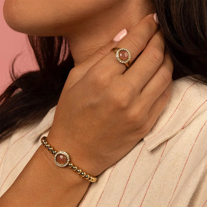 Aardbeienkwarts armband goud