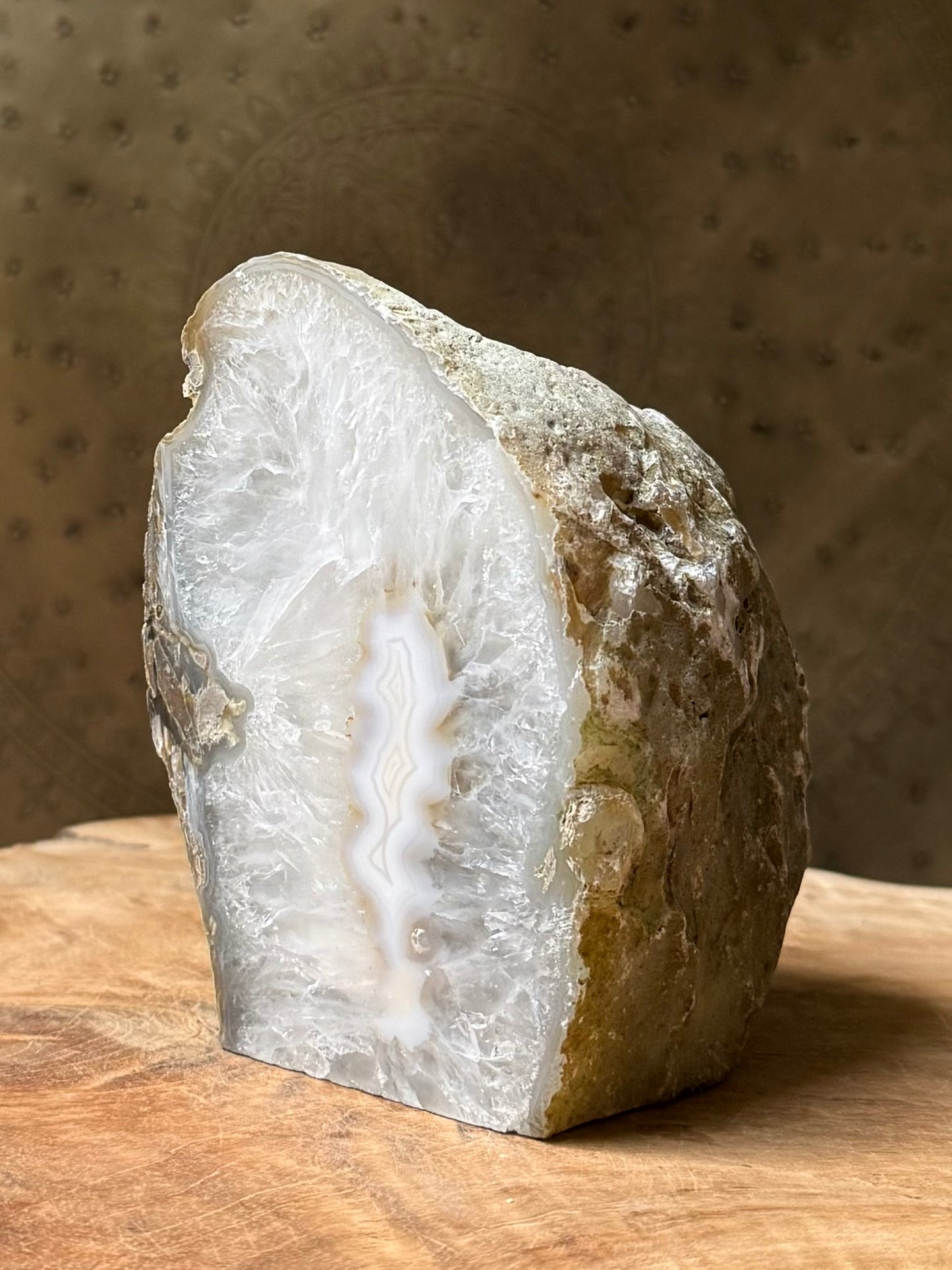 Agaat geode waxinelichthouder