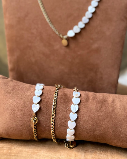 Tussenstuk armband schelp hartjes