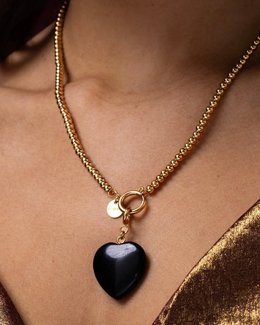 Onyx schakelketting hart