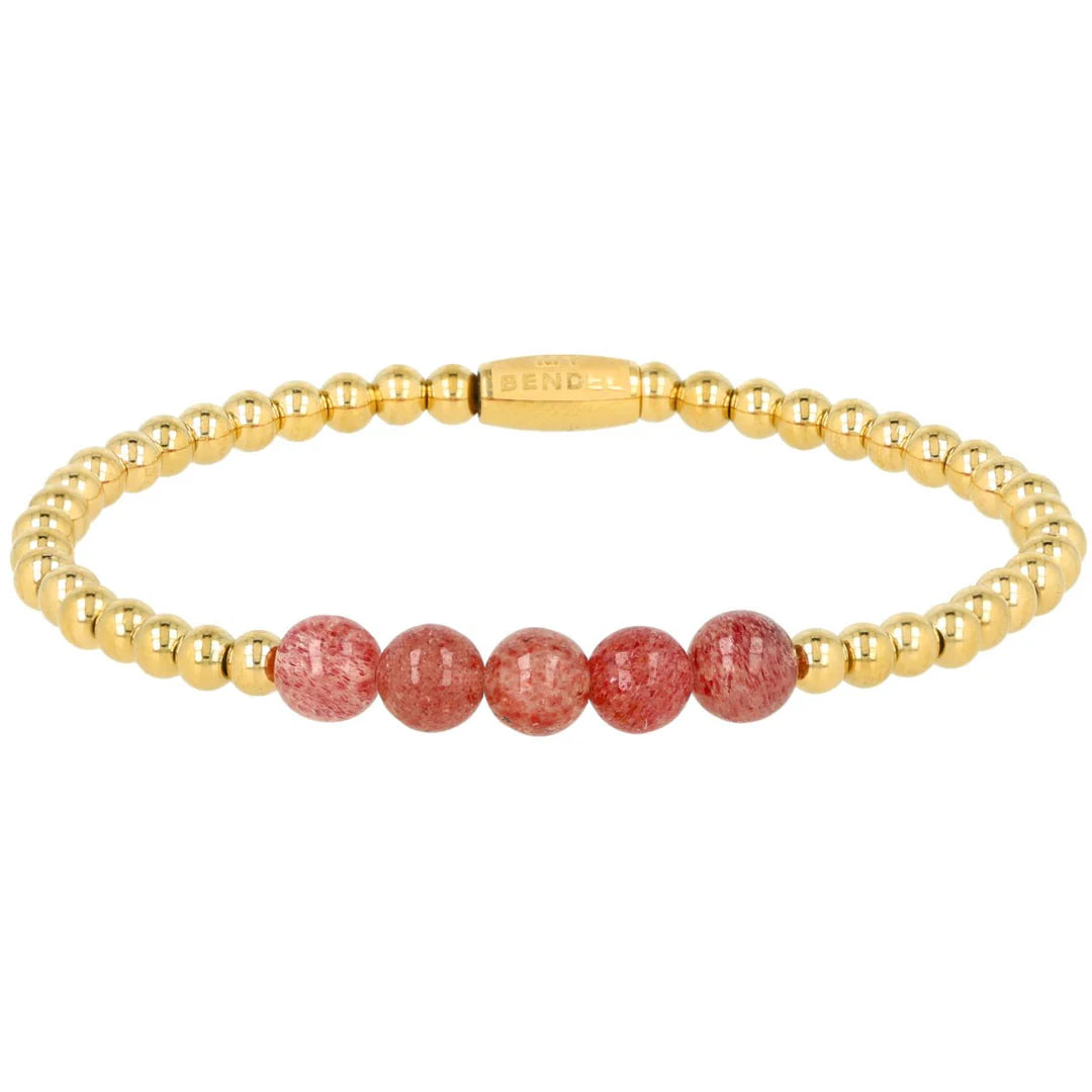 Aardbeienkwarts armband goud