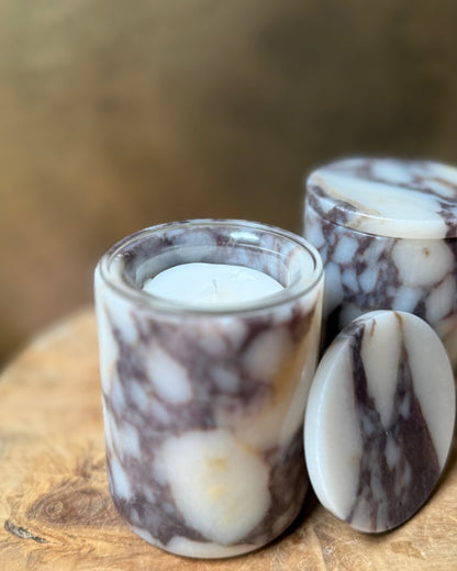 Viola Marmeren pot met kaars