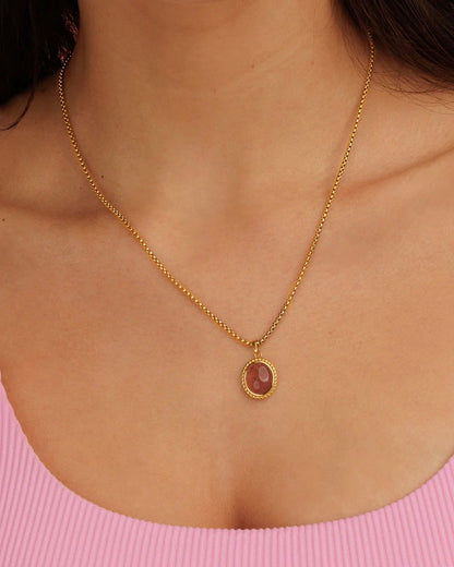 Aardbeienkwarts vintage ketting