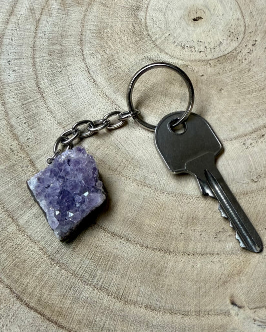 Sleutelhanger amethist ruw cluster