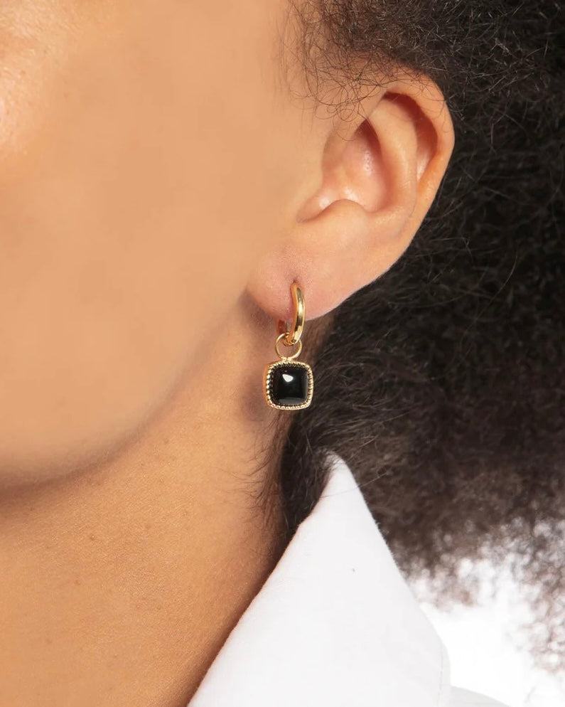 Onyx oorbellen zilver/goud