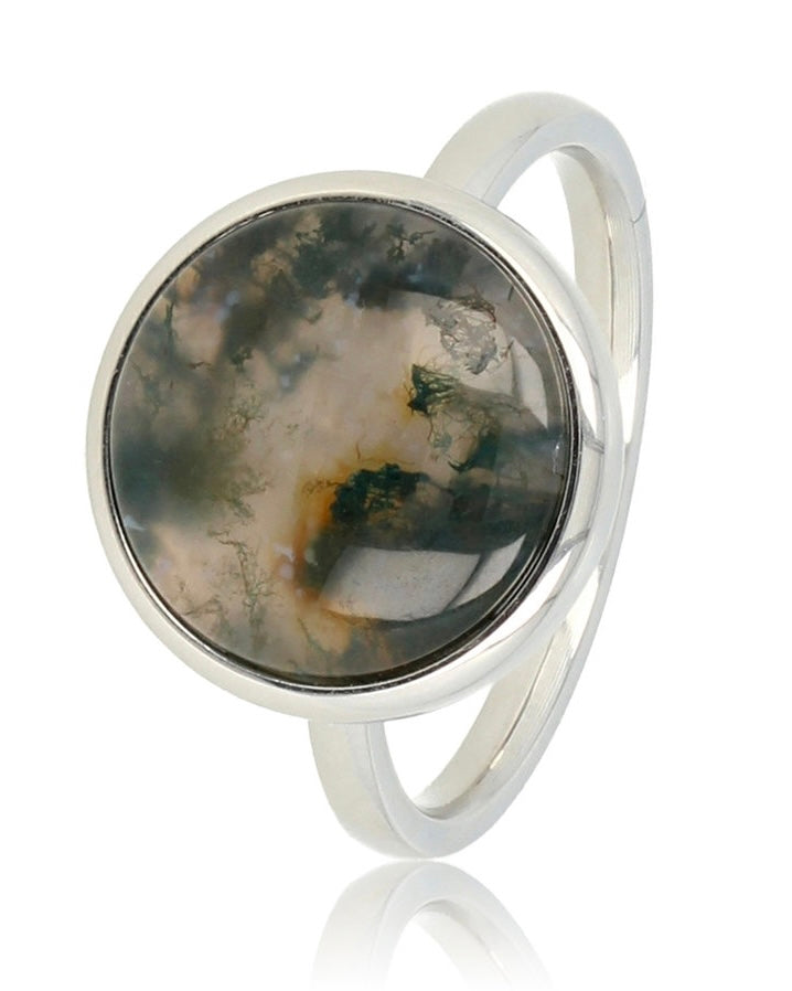 Mosagaat ring rond zilver/goud