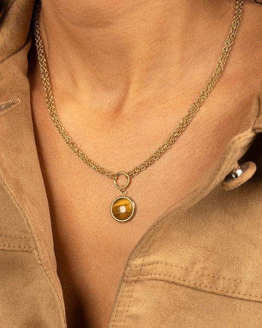 Tijgeroog dubbele ketting goud