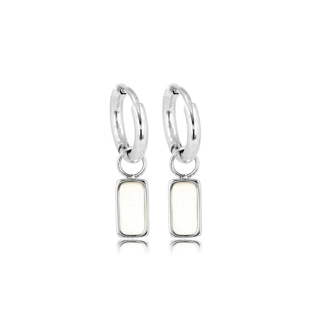 Witte Aventurijn oorbellen zilver/goud