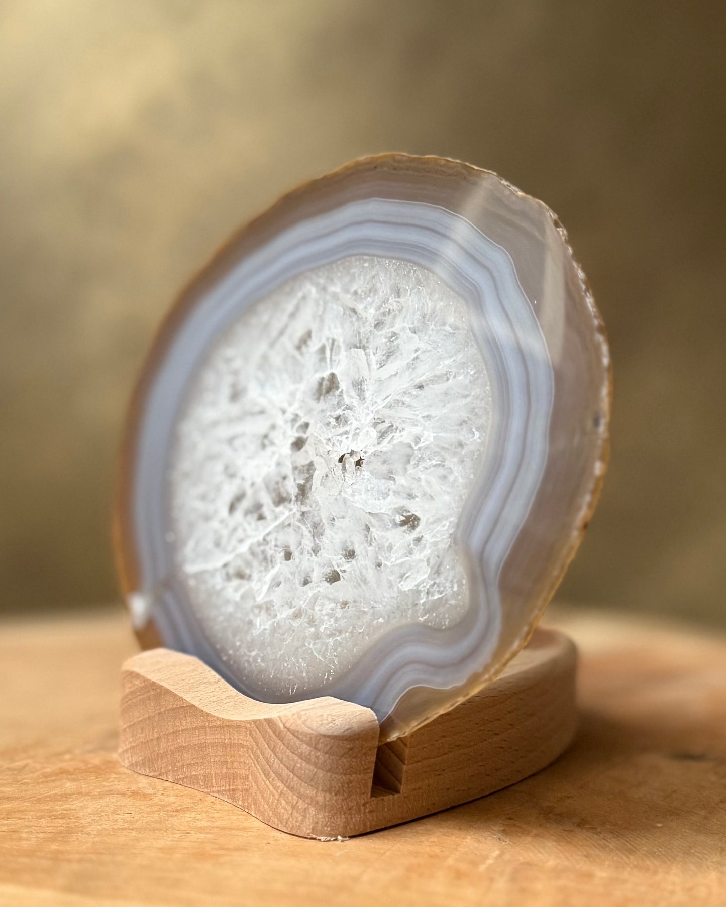 Agaatschijf + waxinelichthouder