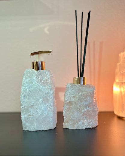 Combo offer: Rock crystal soap pump and aroma diffuser