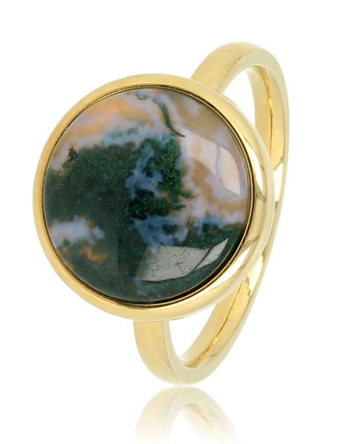 Mosagaat ring rond zilver/goud