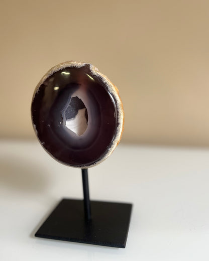 Agate geode on stand