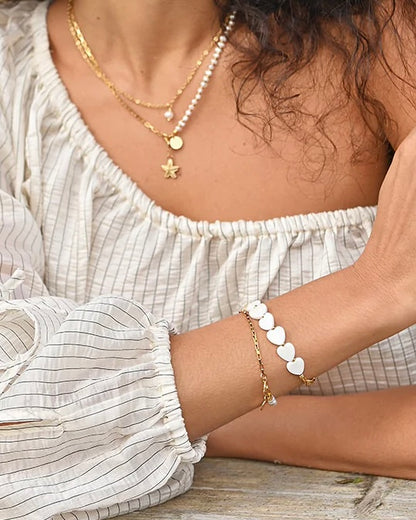 Tussenstuk ketting schelp hartjes