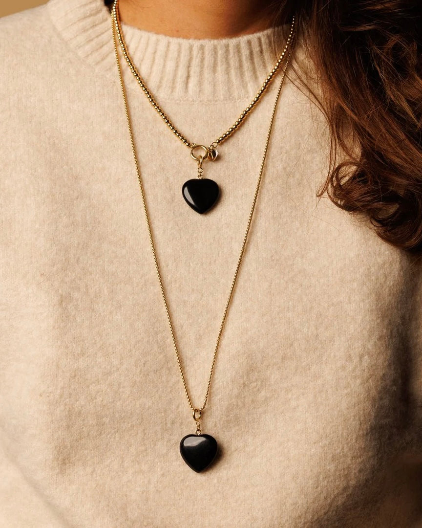 Onyx schakelketting hart