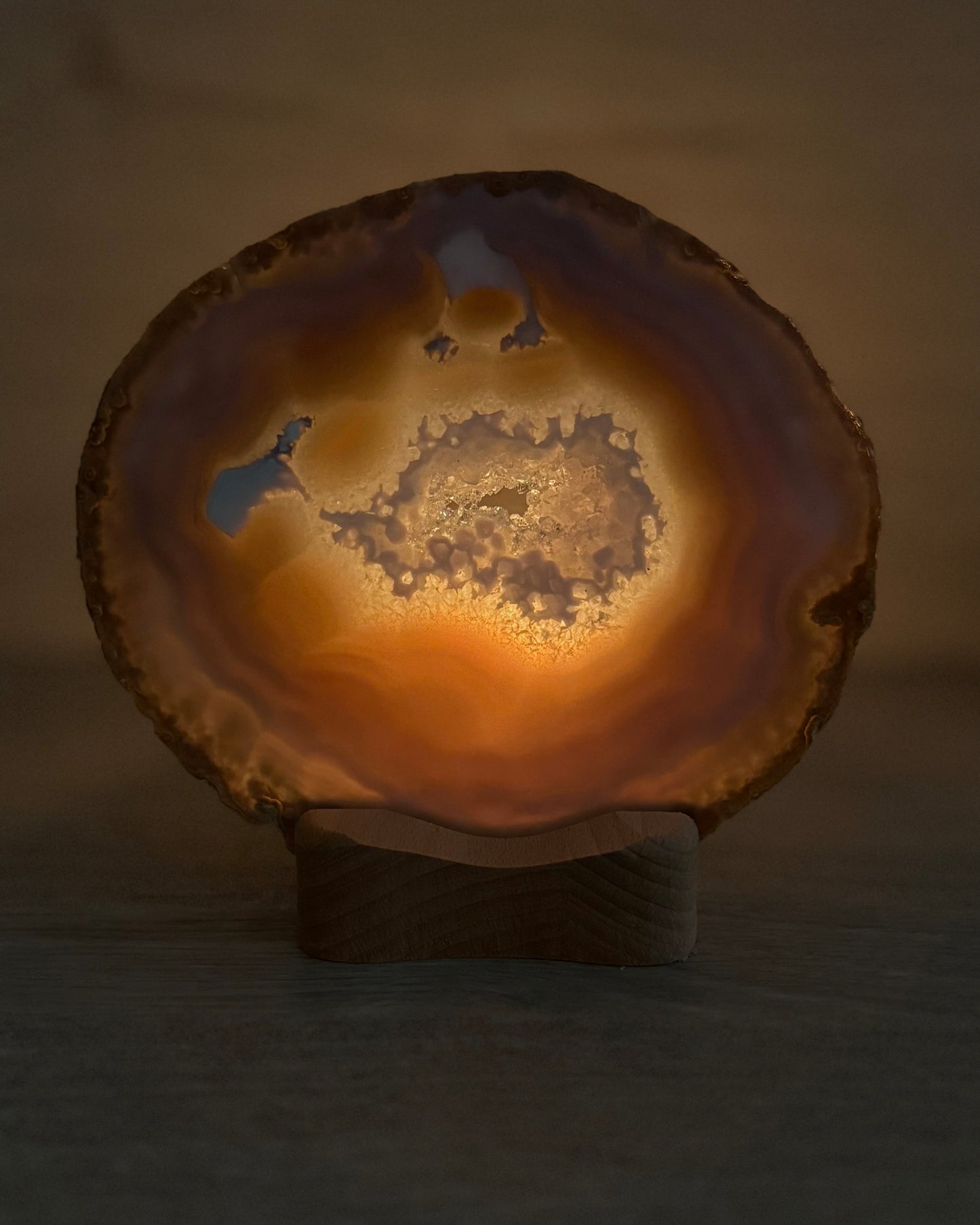 Agaatschijf + waxinelichthouder