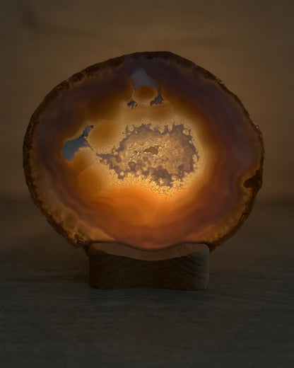 Agaatschijf + waxinelichthouder