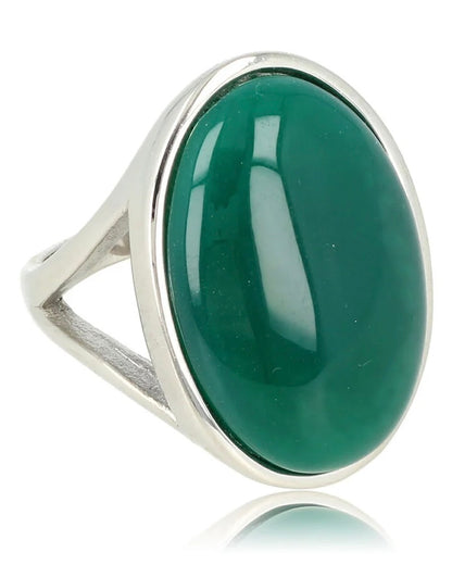 Groene Agaat statement ring zilver