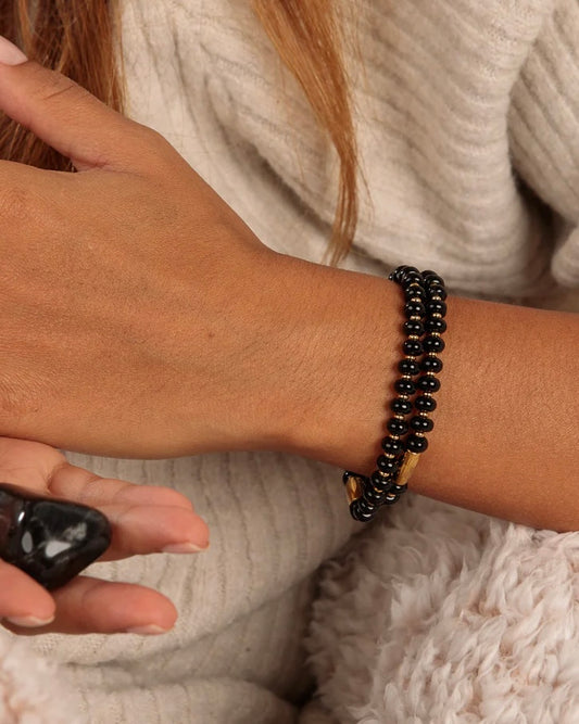 Onyx armband goud