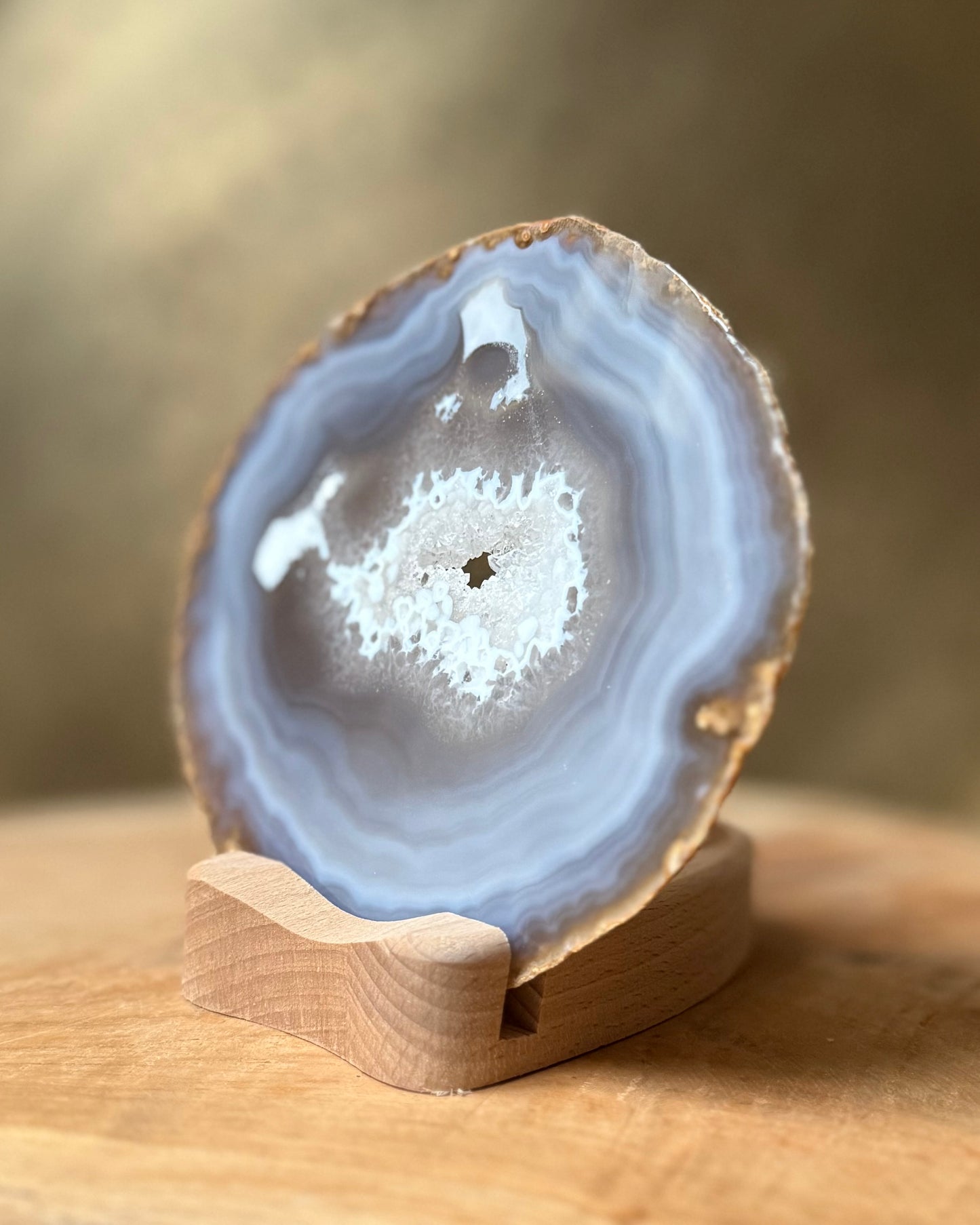 Agaatschijf + waxinelichthouder