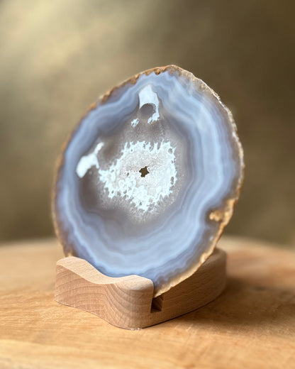 Agaatschijf + waxinelichthouder