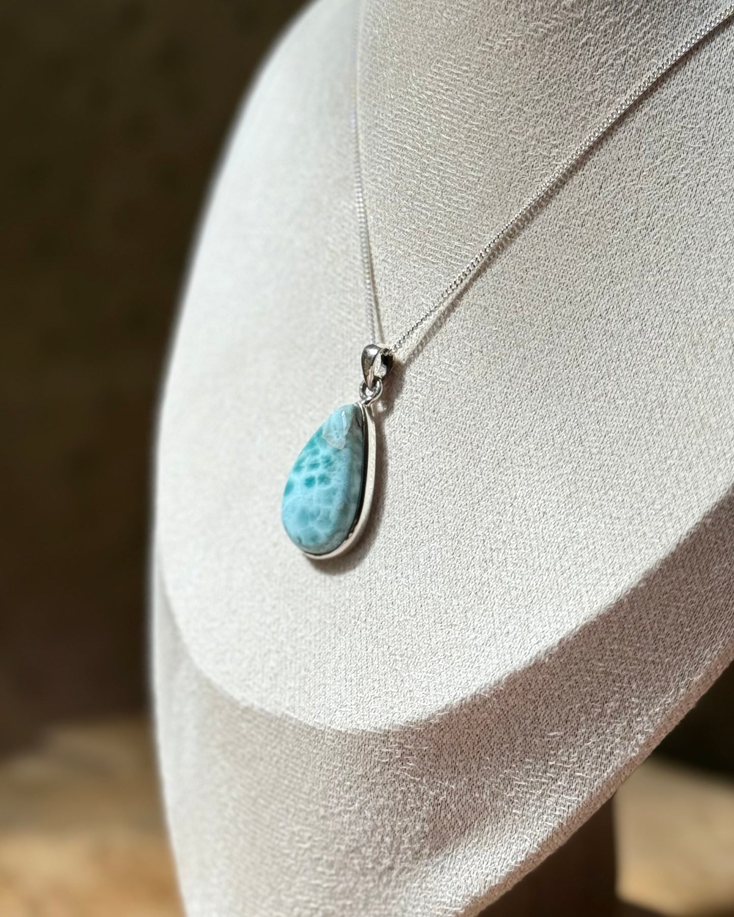 Zilveren hanger Larimar