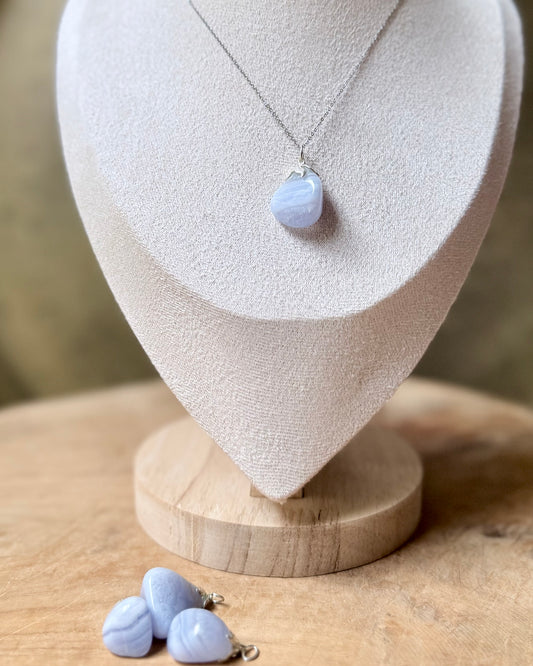 Edelsteenhanger Blauwe Chalcedoon A kwaliteit