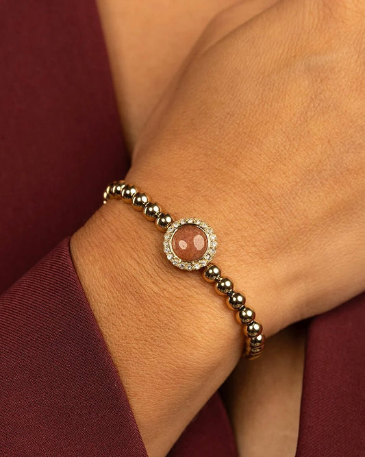 Aardbeienkwarts armband goud