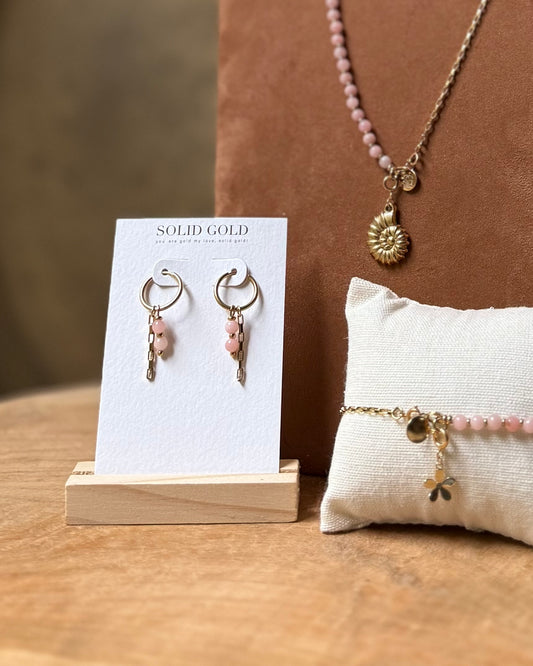 Zina Oorbellen Roze Opaal