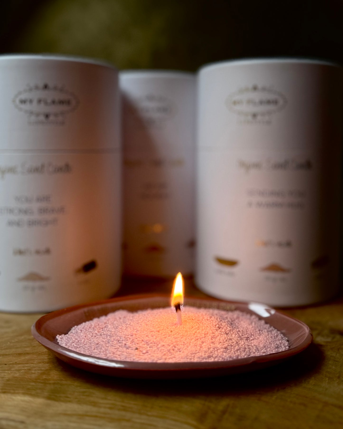 Organic Sand Candle ‘hip hip hooray’