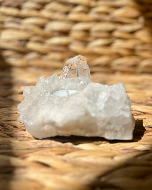 Bergkristal cluster waxinelichthouder
