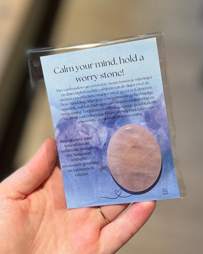 Worry Stone Rose Quartz oval in gift packaging