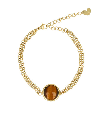 Tijgeroog dubbele armband goud