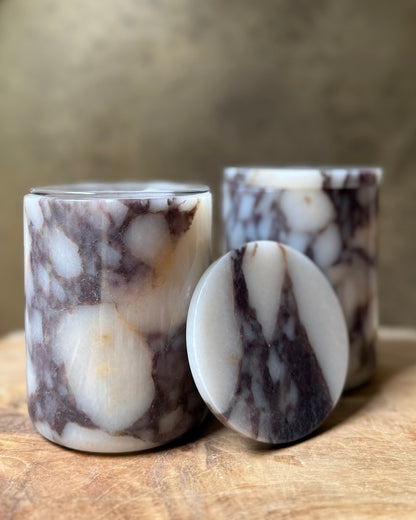 Viola Marmeren pot met kaars