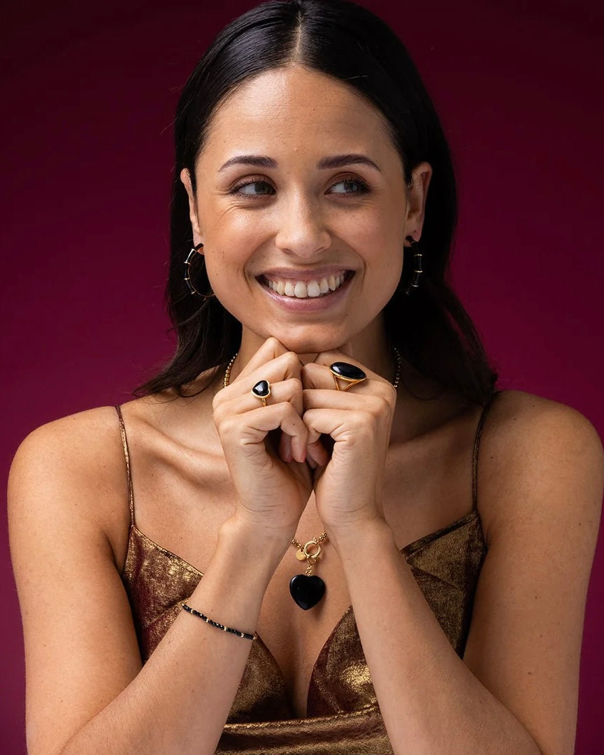 Onyx schakelketting hart