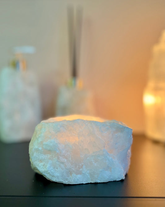 Bergkristal waxinelichthouder