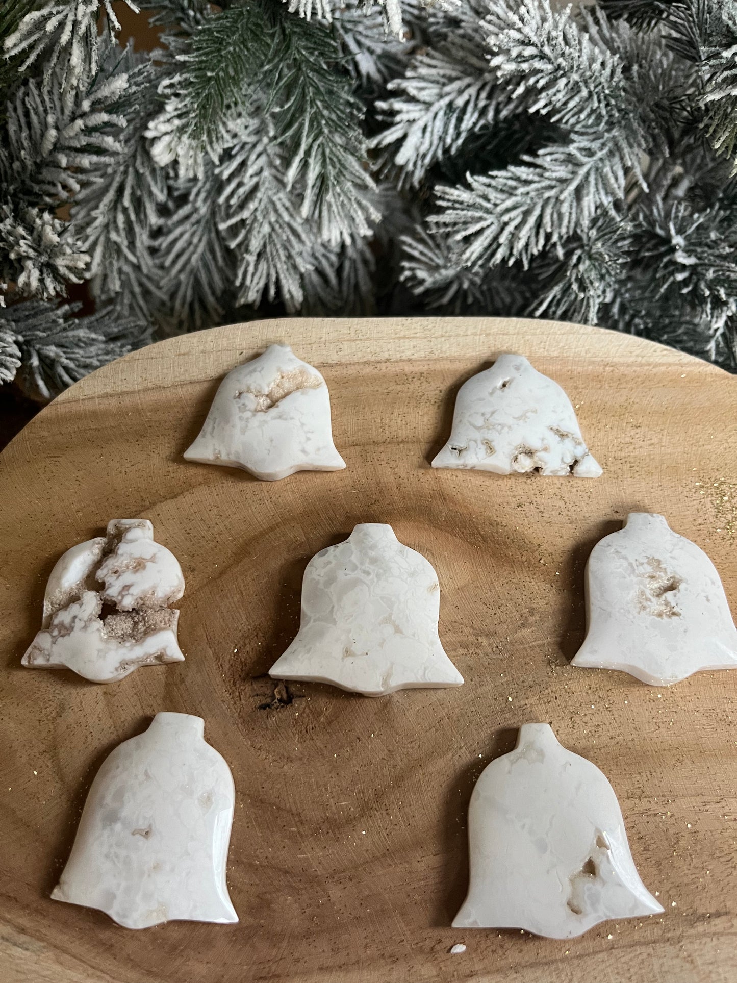 White Plume Agate Christmas Bell