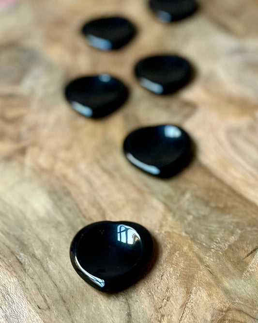 Worry Stone Black Obsidian Heart