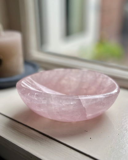 Rose quartz bowl