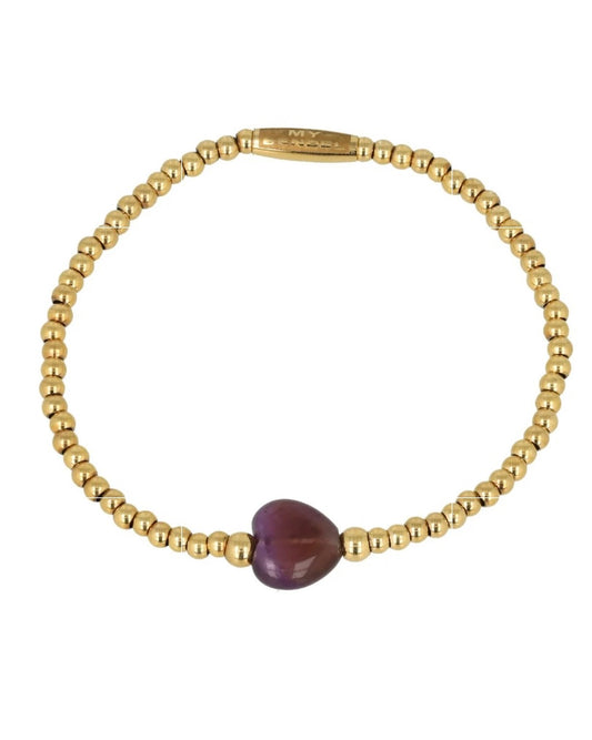 Amethist hart armband goud