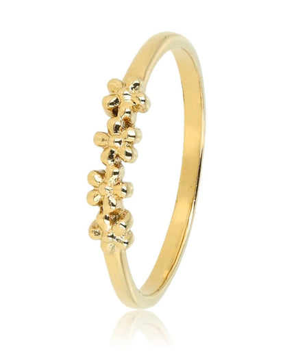 Gouden ring met bloemetjes