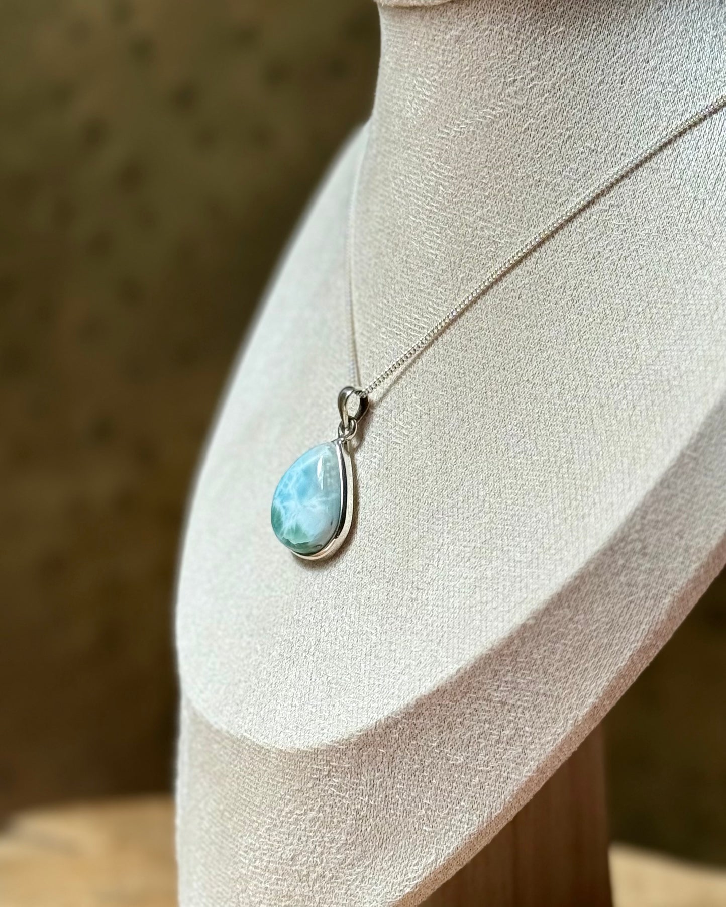 Zilveren hanger Larimar