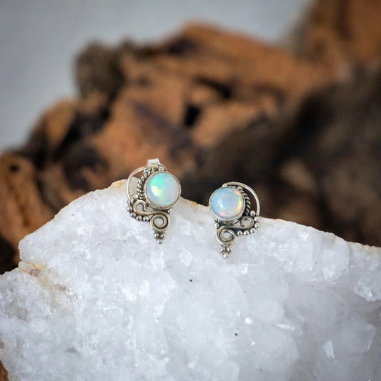 Ethiopian Opal Stud Earrings 925 Sterling Silver