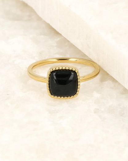 Onyx zegelring zilver/goud