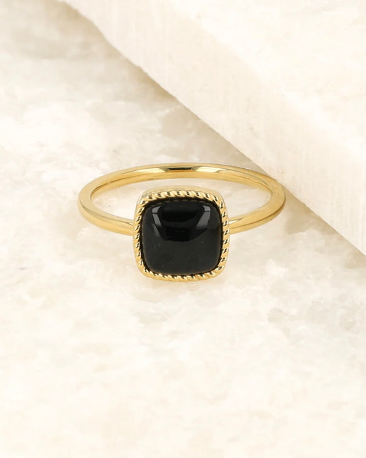 Onyx zegelring zilver/goud