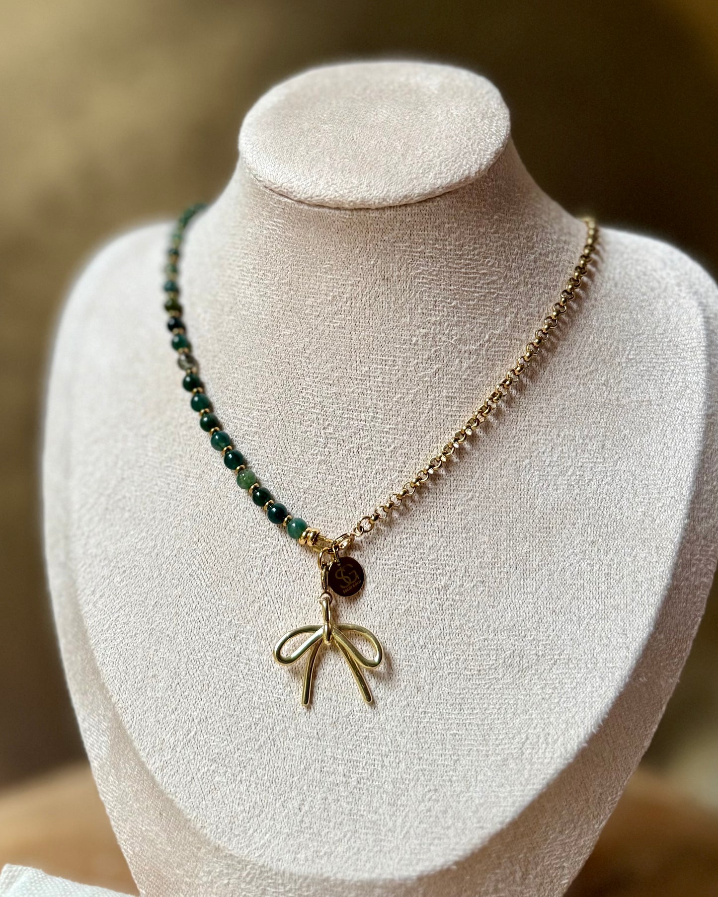 Edelsteen tussenstuk ketting Solid Gold