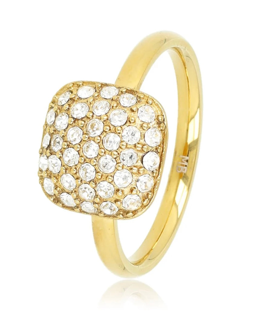Ring vierkant zirkonia steentjes