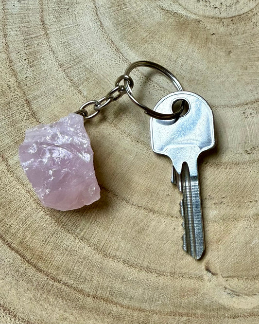 Sleutelhanger Rozekwarts ruw
