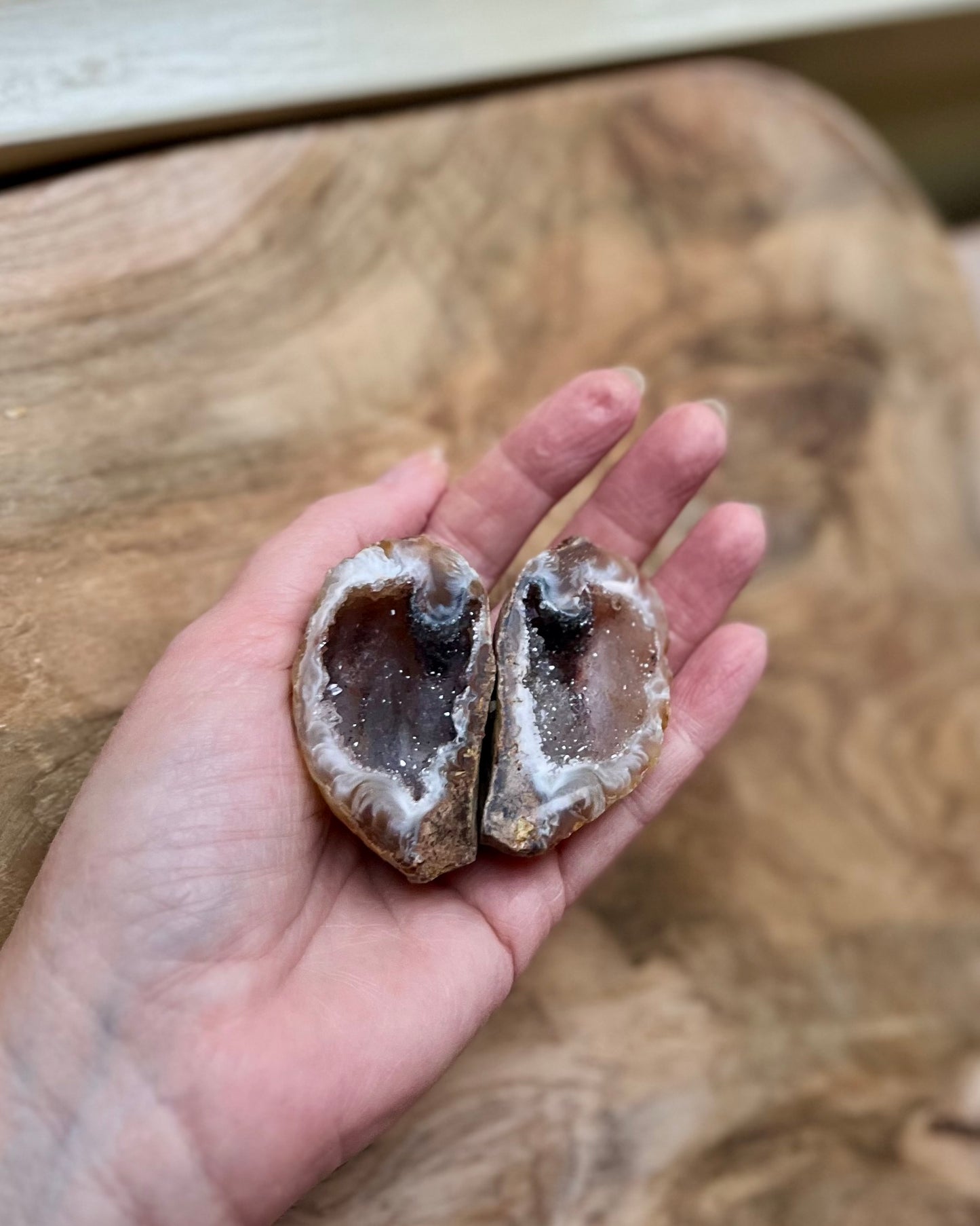 Agate geode pair