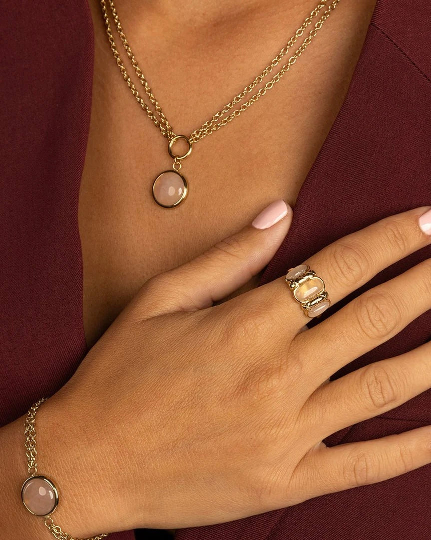 Rozekwarts dubbele ketting